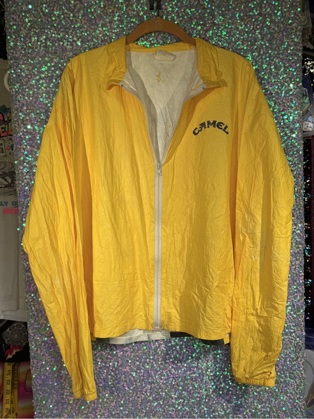 VTG 90’s Camel Cigarettes Yellow Zip-Front Windbreaker Jacket